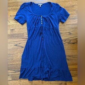 Chic Blue Mini Dress with Button Detail